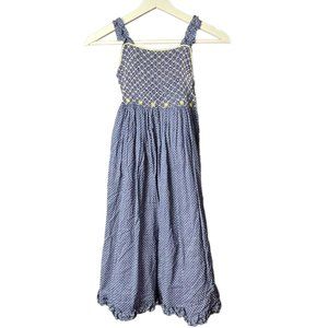 Will'beth Kids Girls Blue Smocked Embroidered Polka Dot Ruffle Dress Size 6X